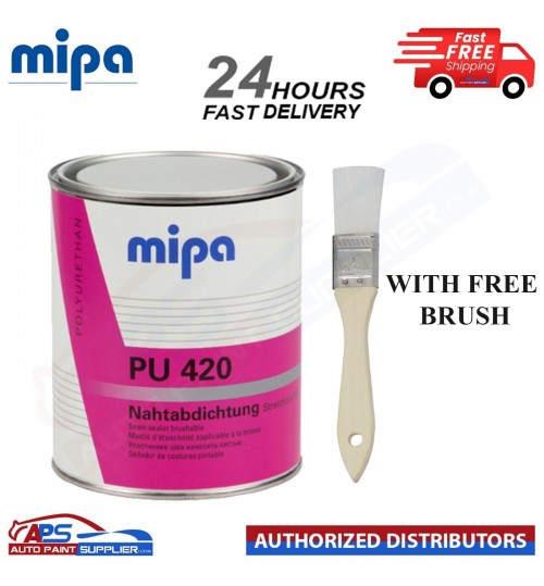 MIPA PU 420 Seam Sealer 1KG With FREE brush Polyurethane Adhesive Sealant - Grey